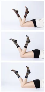Women retro winter warm mid-calf socks ethnic knit yoga thermal socks comfortable footwear