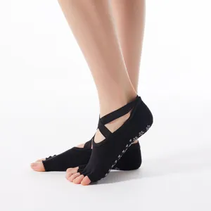 Women's Non-Slip Yoga Socks Five Toe Split Toe Breathable Cotton Athletic Pilates Socks
