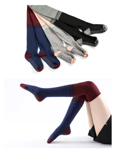 Over knee yoga socks long anti slip winter warm dance socks grip sole cotton athletic leg warmers