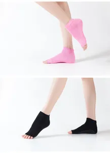 Chaussettes de yoga femme orteils ouverts antidérapantes cinq doigts danse fitness