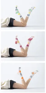 Tie-dye grip yoga socks for women, non-slip pilates calf socks for dance and fitness training.