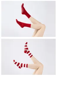 Calcetines de yoga antideslizantes para mujer pilates calcetines de algodón rojos