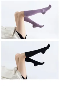 Non-slip yoga socks grip pilates toe socks long tube fitness sports socks breathable comfort