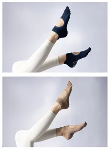 Non-slip grip yoga socks five toe pilates sports socks for women breathable fitness wear.