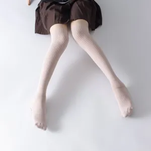 Thickened fleece over-the-knee yoga socks with anti-slip grip, warm winter leg warmers.