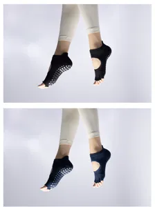 Non-slip pilates yoga socks with silicone grip for women, open heel breathable athletic socks.