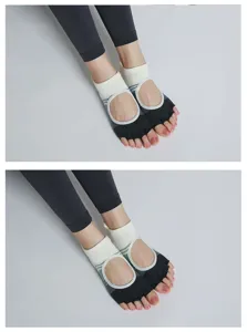 Comfortable open back yoga five toe socks with non-slip design for women workout and dance use.