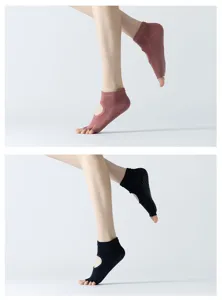 Rückenfreie Yoga-Socken mit Anti-Rutsch-Noppen, atmungsaktive Pilates-Fitness-Socken.