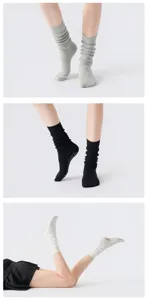 Women stackable yoga socks non slip pilates socks long cotton tube socks cozy sportswear