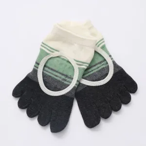 Women five toe yoga socks color block open back non slip floor socks comfortable athletic sportswear