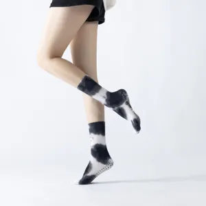 Tie-dye non-slip yoga pilates socks mid-calf grip socks for women fitness workout studio