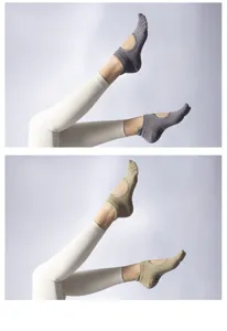 Pilates yoga socks detail view non slip five toe grip socks breathable workout wear