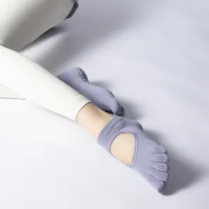Women Non Slip Yoga Socks Five Toe Pilates Socks Professional Anti Skid Fitness Sports Socks Breathable Athletic Socks