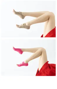Womens yoga toe socks with cross straps non slip pilates fitness exercise detail view