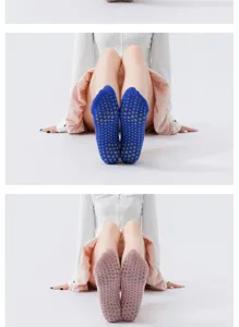 Chaussettes de yoga antidérapantes femme dos ouvert pilates fitness avec picots confort