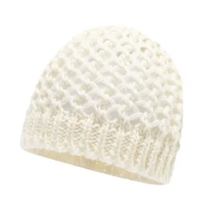 Bonnet Tricoté Creux Femme Couleur unie Printemps Automne Bonnet Pullover Respirant