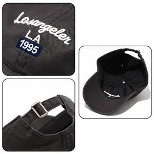 Classic cotton baseball cap with stylish Los Angeles embroidery and adjustable metal buckle strap.