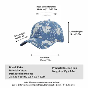 Cappellino da baseball in denim tie-dye blu con motivo a stelle, taglia regolabile per tutti.