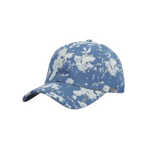 Cappellino da baseball in denim tie-dye coreano retrò con stella luna per uomo e donna