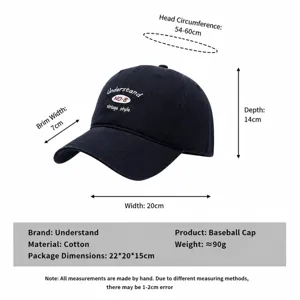 Casquette de baseball en coton lavé vintage avec broderie et patch pour la protection solaire.