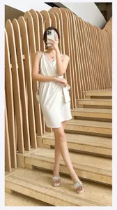 Crystal rhinestone chunky heel transparent open toe slippers for women fashion footwear