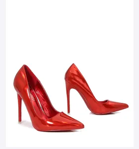 Red Patent Leather Stiletto High Heels Pointed Toe Sexy Pumps for Women Party Shoes