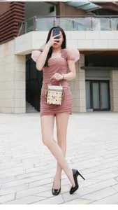 Stylish women block high heels fashion footwear elegante outfit outdoor model display details