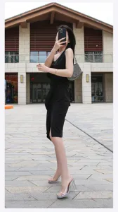 Clear chunky high heel sandals for women, transparent strap mules, stylish summer footwear.