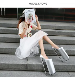 Platform extreme high heels silver pole dancing fashion shoes for women trend street wear styling