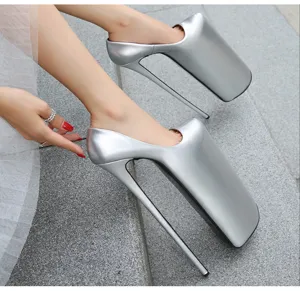 Silver extreme high heels platform stiletto pole dancing shoes for women party club wear