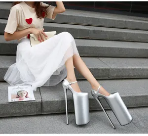 Extreme platform high heels silver stiletto pole dancing shoes for women party clubwear fashion