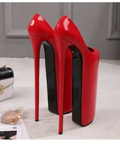 Women red patent leather extreme high heels platform stiletto pole dancing shoes sexy clubwear