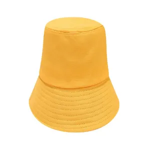 Yellow cotton bucket hat for men, casual outdoor sun protection fisherman fisherman cap.