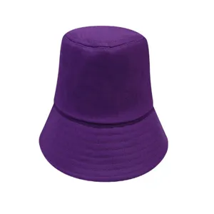 Solid purple cotton bucket hat for outdoor casual wear, sun protection and daily fashion.