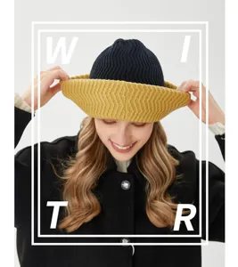 Cappello in maglia caldo autunno inverno, elegante berretto in lana bicolore per uomo e donna.