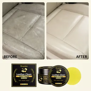 Brunizo leather clean care cream for car seats, multi-purpose leather conditioner with sponge.