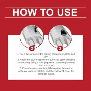 Guide d'utilisation du mastic d'échappement avec étapes détaillées pour colle haute température.