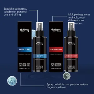 RAYHONG 100ml car air freshener spray set with new car and juicy cherry scents for fresh interior.