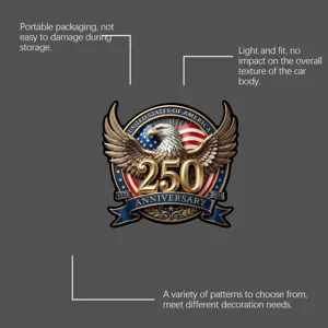 Amerikaanse retro 250e verjaardag adelaar auto raamsticker, draagbare decoratieve decal.