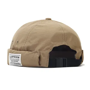 Gorra docker caqui retro con borde enrollado y correa ajustable streetwear
