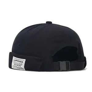 Gorra dockser sin ala de algodón negro estilo retro melón correa ajustable verano tendencia