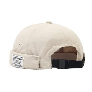 Gorra docker beige retro ala corta de marinero con correa ajustable sombrero pescador