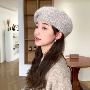 Boina de punto acogedora para mujer, sombrero octogonal de nube esponjosa, gorro cálido de invierno.