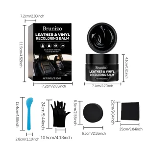Brunizo black leather recoloring balm kit with dimensions, care cream for car seats and sofas.