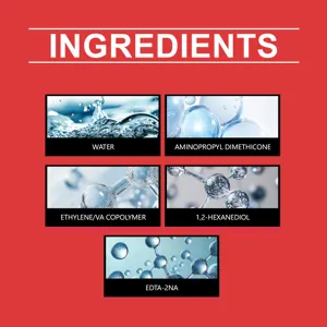 Vista detallada de los ingredientes del producto e ilustración de estructura molecular.