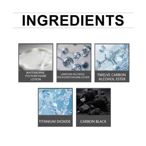 Detailed ingredient infographic for leather color repair cream, showing safe active components.