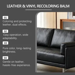 Leather and vinyl recoloring balm for furniture, sofa scratch and wear repair cream, black.