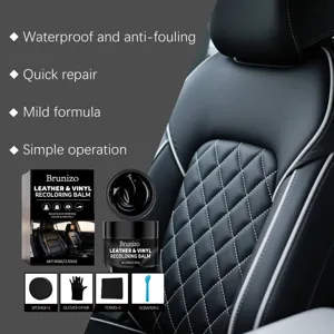 Brunizo leather recoloring balm kit for car seats, black repair cream with tools included.