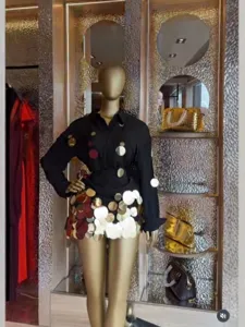 Women long sleeve shirt and large sequin skirt two piece set fashion party outfit