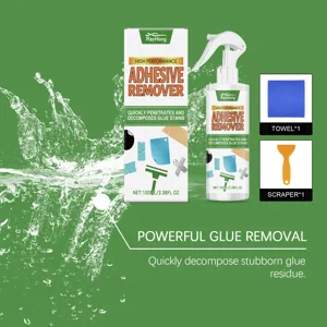 RAYHONG adhesive remover spray kit with cleaning towel and scraper for glue residue removal.